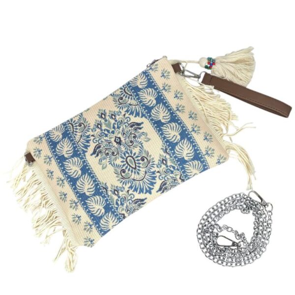Bolso Bandolera de Algodón Estilo Bohemio con Asa de Mano y Flecos Laterales para Mujer - Imagen 5