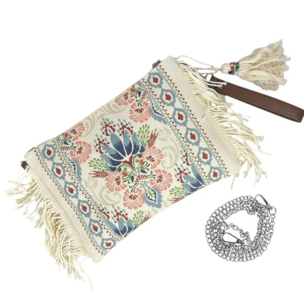 Bolso Bandolera de Algodón Estilo Bohemio con Asa de Mano y Flecos Laterales para Mujer - Imagen 6