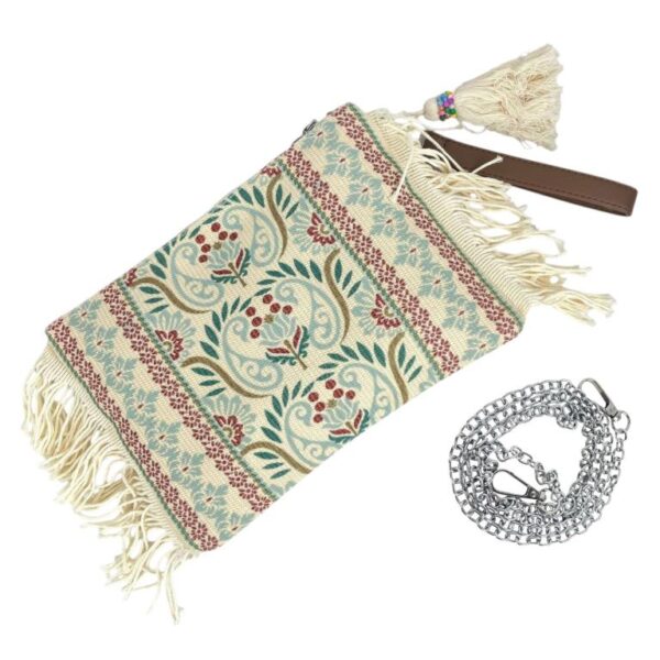 Bolso Bandolera de Algodón Estilo Bohemio con Asa de Mano y Flecos Laterales para Mujer - Imagen 4