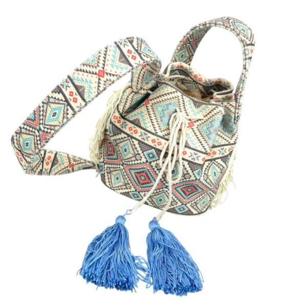 Bolso de Hombro Estilo Bohemio en Algodón con Cierre de Cuerdas y Gran Calidad para Mujer - Imagen 10