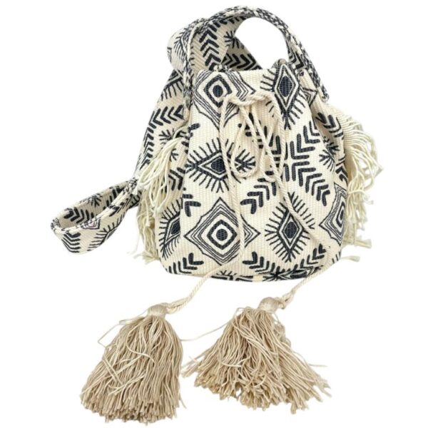 Bolso de Hombro Estilo Bohemio en Algodón con Cierre de Cuerdas y Gran Calidad para Mujer - Imagen 5