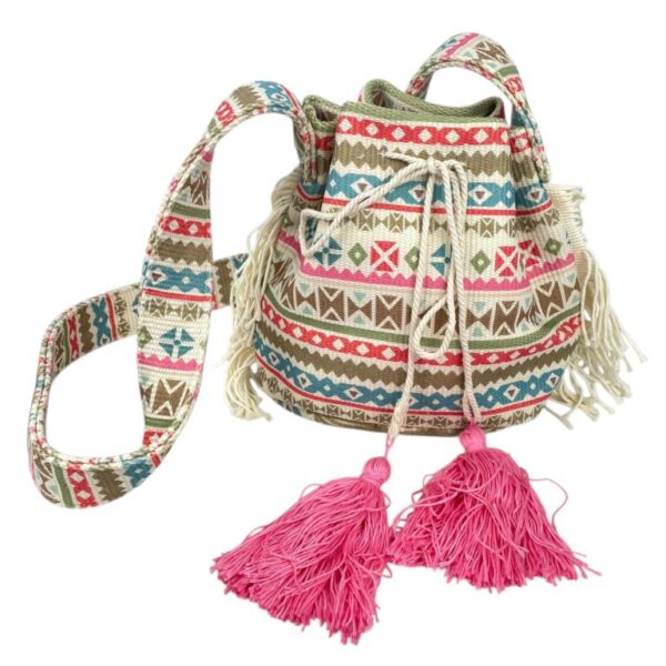 Bolso de Hombro Estilo Bohemio en Algodón con Cierre de Cuerdas y Gran Calidad para Mujer - Imagen 7