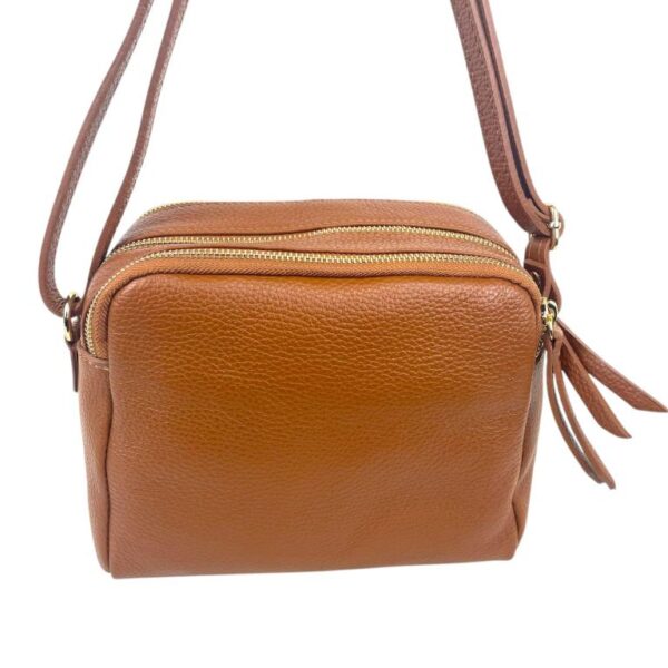 Bolso Bandolera en Piel Italiana con 3 Compartimentos con Cierre de Cremallera y Gran Calidad Mujer - Imagen 7