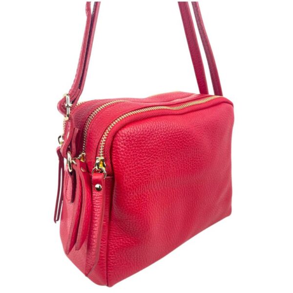 Bolso Bandolera en Piel Italiana con 3 Compartimentos con Cierre de Cremallera y Gran Calidad Mujer - Imagen 10