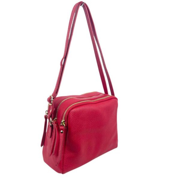 Bolso Bandolera en Piel Italiana con 3 Compartimentos con Cierre de Cremallera y Gran Calidad Mujer - Imagen 11