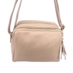 Bolso Bandolera en Piel Italiana con 3 Compartimentos con Cierre de Cremallera y Gran Calidad Mujer