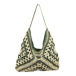 Bolso de Hombro en Ganchillo y Algodón con Cierre de Cremallera y Gran Capacidad para Mujer - Imagen 4