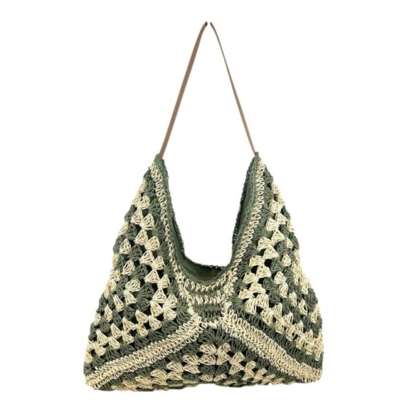 Bolso de Hombro en Ganchillo y Algodón con Cierre de Cremallera y Gran Capacidad para Mujer - Imagen 4