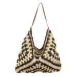 Bolso de Hombro en Ganchillo y Algodón con Cierre de Cremallera y Gran Capacidad para Mujer - Imagen 7