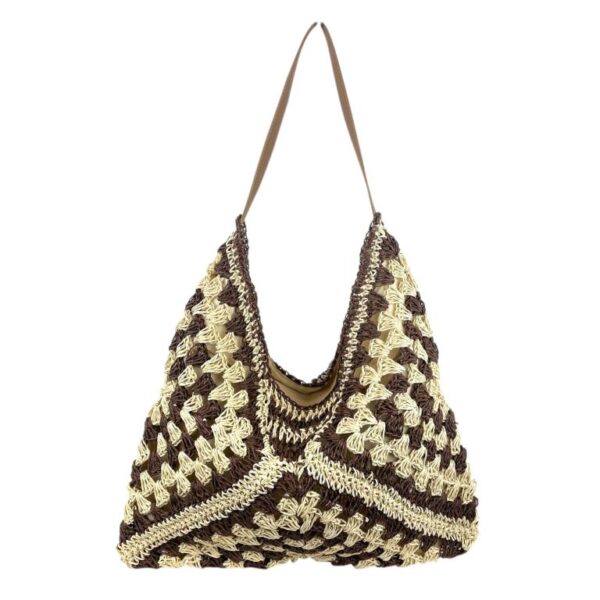 Bolso de Hombro en Ganchillo y Algodón con Cierre de Cremallera y Gran Capacidad para Mujer - Imagen 7