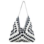 Bolso de Hombro en Ganchillo y Algodón con Cierre de Cremallera y Gran Capacidad para Mujer - Imagen 5