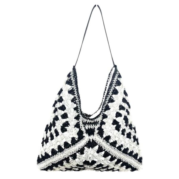 Bolso de Hombro en Ganchillo y Algodón con Cierre de Cremallera y Gran Capacidad para Mujer - Imagen 5