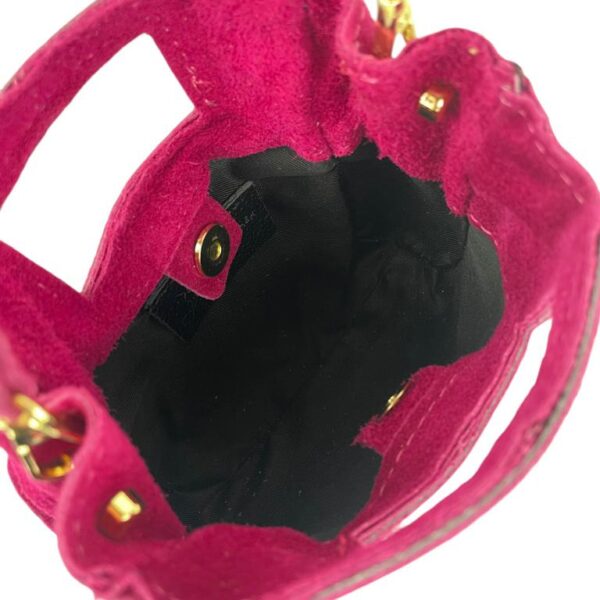 Bolsito de Mano Compacto en Piel de Serraje Italiana con Flecos Laterales para Mujer - Imagen 17