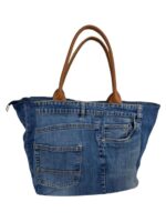 Bolso de Hombro en Algodón con Asas de Piel, Gran Capacidad y Cierre de Cremallera para Mujer - Imagen 9