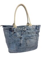 Bolso de Hombro en Algodón con Asas de Piel, Gran Capacidad y Cierre de Cremallera para Mujer - Imagen 17