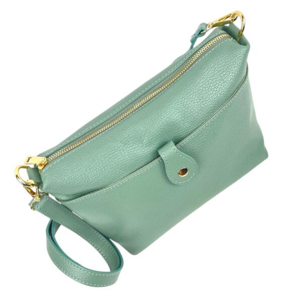 Bolso Bandolera en Piel Italiana con Bolsillo Frontal Bajo Mini Solapa de Botón y Cierre de Cremallera Mujer - Imagen 15