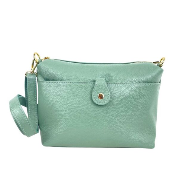 Bolso Bandolera en Piel Italiana con Bolsillo Frontal Bajo Mini Solapa de Botón y Cierre de Cremallera Mujer - Imagen 13