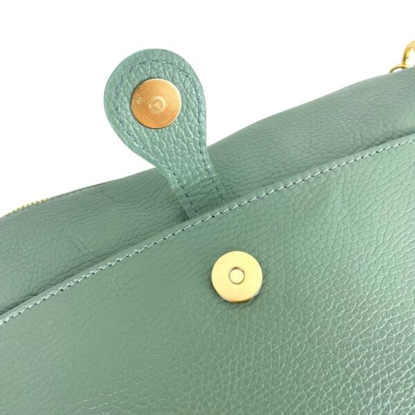 Bolso Bandolera en Piel Italiana con Bolsillo Frontal Bajo Mini Solapa de Botón y Cierre de Cremallera Mujer - Imagen 19