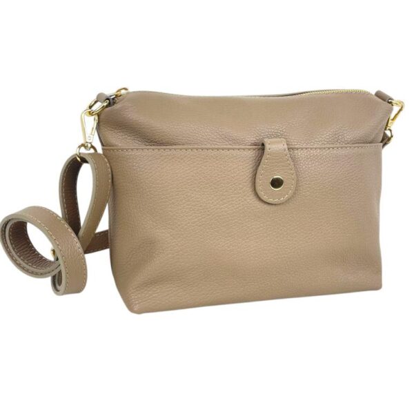 Bolso Bandolera en Piel Italiana con Bolsillo Frontal Bajo Mini Solapa de Botón y Cierre de Cremallera Mujer - Imagen 6