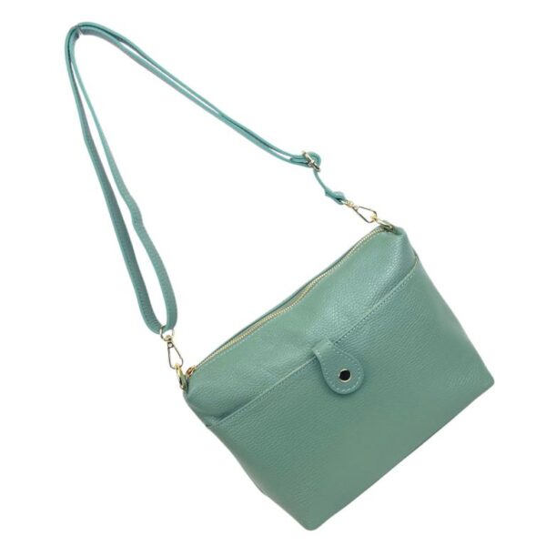 Bolso Bandolera en Piel Italiana con Bolsillo Frontal Bajo Mini Solapa de Botón y Cierre de Cremallera Mujer - Imagen 17