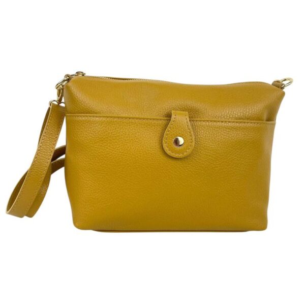 Bolso Bandolera en Piel Italiana con Bolsillo Frontal Bajo Mini Solapa de Botón y Cierre de Cremallera Mujer - Imagen 8