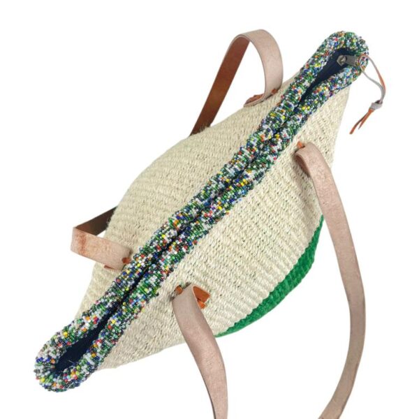 Capazo Artesanal Africano de Lino y Yerba Autóctona con Asas Largas, Cremallera y Diseño Exclusivo - Imagen 10