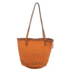 Capazo Artesanal Africano de Lino y Yerba Autóctona con Diseño Exclusivo y Colores Lisos para Mujer