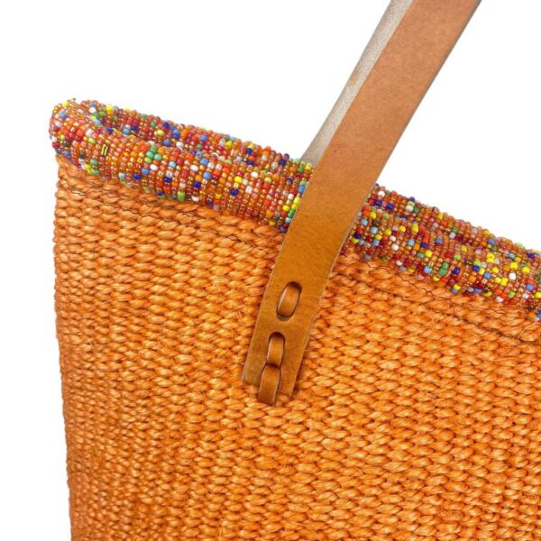 Capazo Artesanal Africano de Lino y Yerba Autóctona con Diseño Exclusivo y Colores Lisos para Mujer - Imagen 10