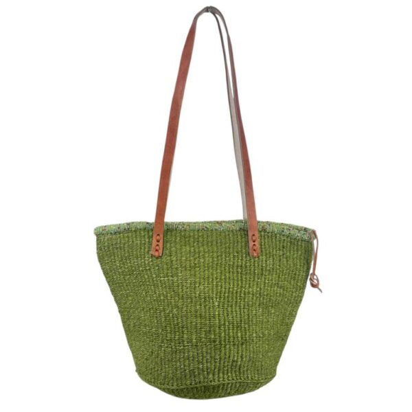 Capazo Artesanal Africano de Lino y Yerba Autóctona con Diseño Exclusivo y Colores Lisos para Mujer - Imagen 2