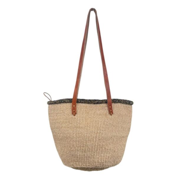 Capazo Artesanal Africano de Lino y Yerba Autóctona con Diseño Exclusivo y Colores Lisos para Mujer - Imagen 5