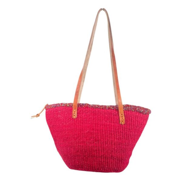 Capazo Artesanal Africano de Lino y Yerba Autóctona con Diseño Exclusivo y Colores Lisos para Mujer - Imagen 7