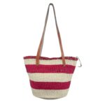 Capazo Artesanal Africano de Lino y Yerba Autóctona con Asas Largas, Cremallera y Diseño Exclusivo - Imagen 3