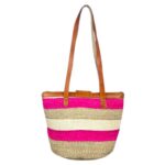 Capazo Artesanal Africano de Lino y Yerba Autóctona con Solapa, Asa Larga y Diseño Exclusivo - Imagen 7