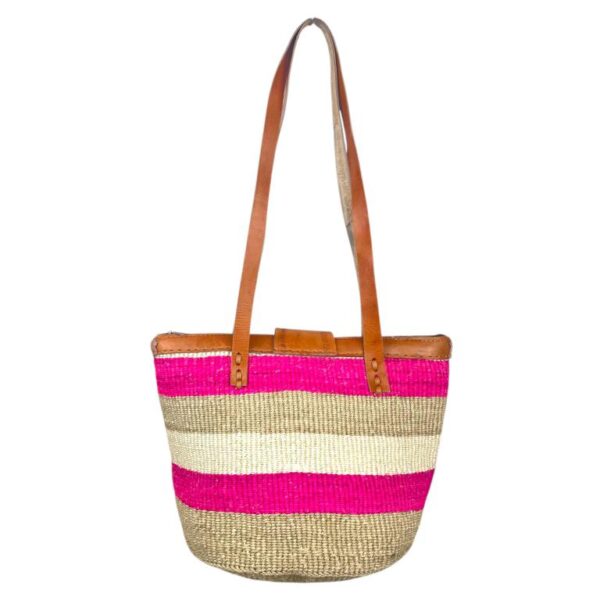 Capazo Artesanal Africano de Lino y Yerba Autóctona con Solapa, Asa Larga y Diseño Exclusivo - Imagen 7