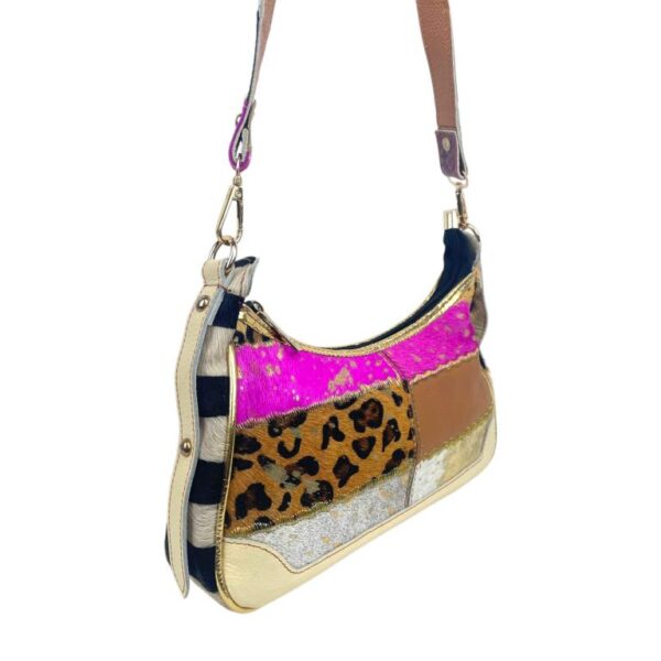 Bolso de Hombro en Piel Artesanal Estilo Patchwork Hippie Mujer con Diseño Único - Imagen 10