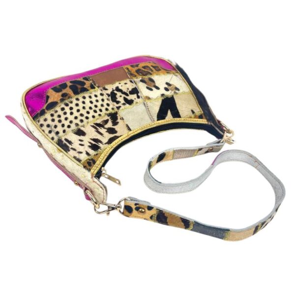 Bolso de Hombro en Piel Artesanal Estilo Patchwork Hippie Mujer con Diseño Único - Imagen 6