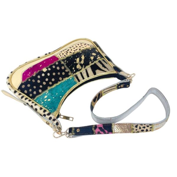 Bolso de Hombro en Piel Artesanal Estilo Patchwork Hippie Mujer con Diseño Único - Imagen 5