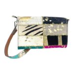 Bolso Bandolera Tipo Sobre en Piel Artesanal Estilo Patchwork Hippie Mujer con Diseño Exclusivo - Imagen 6