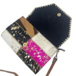 Bolso Bandolera Tipo Sobre en Piel Artesanal Estilo Patchwork Hippie Mujer con Diseño Exclusivo - Imagen 9