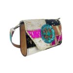 Bolso Bandolera Tipo Sobre en Piel Artesanal Estilo Patchwork Hippie Mujer con Diseño Exclusivo - Imagen 5