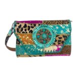 Bolso Bandolera Tipo Sobre en Piel Artesanal Estilo Patchwork Hippie Mujer con Diseño Exclusivo