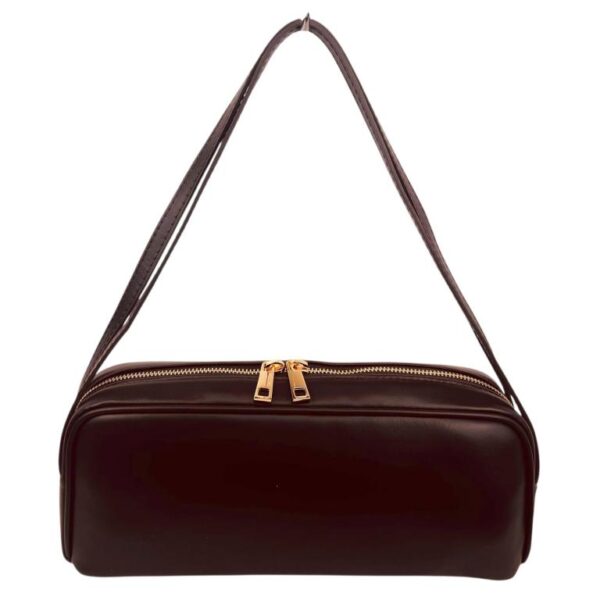 Bolso de Mano Tipo Barrel en Piel Italiana con 2 Asas Cortas y 2 Cremalleras para Mujer - Imagen 9