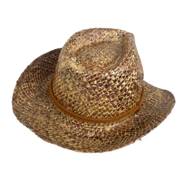 Sombrero tipo Western Cowboy en Hierba 100% para Mujer con Cordón y Gran Calidad Ajustable-Marrón- Mayorista España