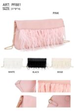 Bolso Sintético para Mujer con Solapa de Flecos, 4 Imanes y 2 Asas Largas de Cadena - Imagen 2