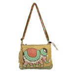 Bolso Bandolera Artesanal en Yute con Bordados, Diseño de Elefante y Estilo Único para Mujer - Imagen 5