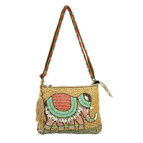 Bolso Bandolera Artesanal en Yute con Bordados, Diseño de Elefante y Estilo Único para Mujer - Imagen 5