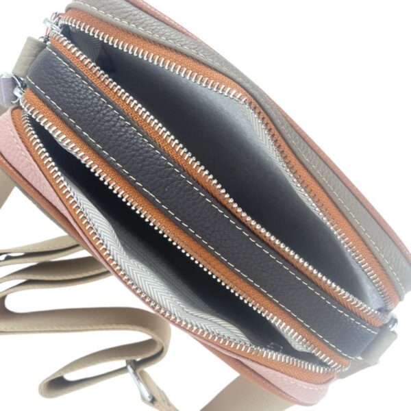 Bolso Bandolera Multicolor Trenzado de Piel con Bolsillo Trasero y 2 Compartimentos para Mujer - Imagen 13