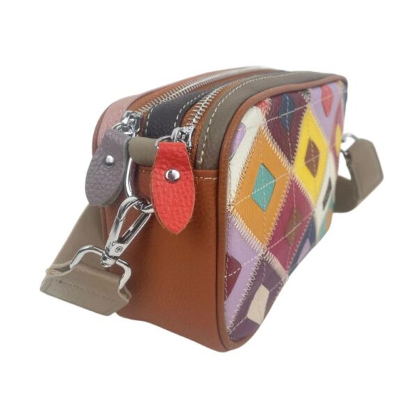Bolso Bandolera Multicolor Trenzado de Piel con Bolsillo Trasero y 2 Compartimentos para Mujer - Imagen 10