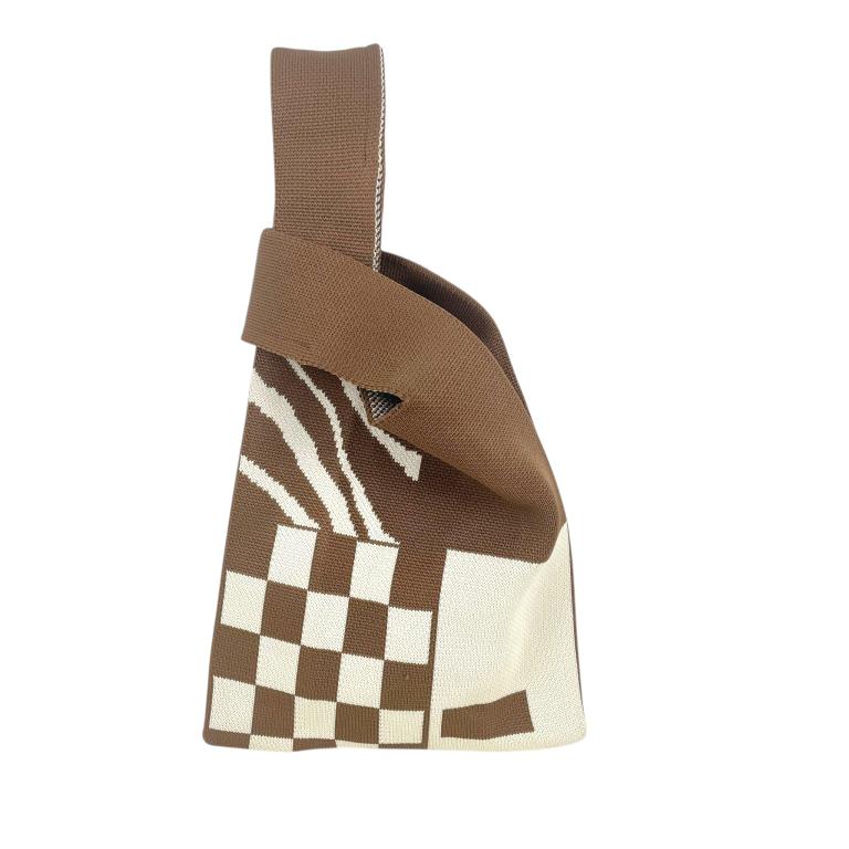 Bolsito de Mano Compacto en Tela Nylon con 2 Asas y Bonito Estampado-Marrón Bolsito de Mano Compacto en Tela Nylon con 2 Asas y Bonito Estampado - Imagen 1