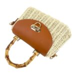 Bolso de Mano en Ratan y Papel con Solapa de Giro, Gran Calidad, Asa Corta y Tira Ajustable para Mujer - Imagen 5